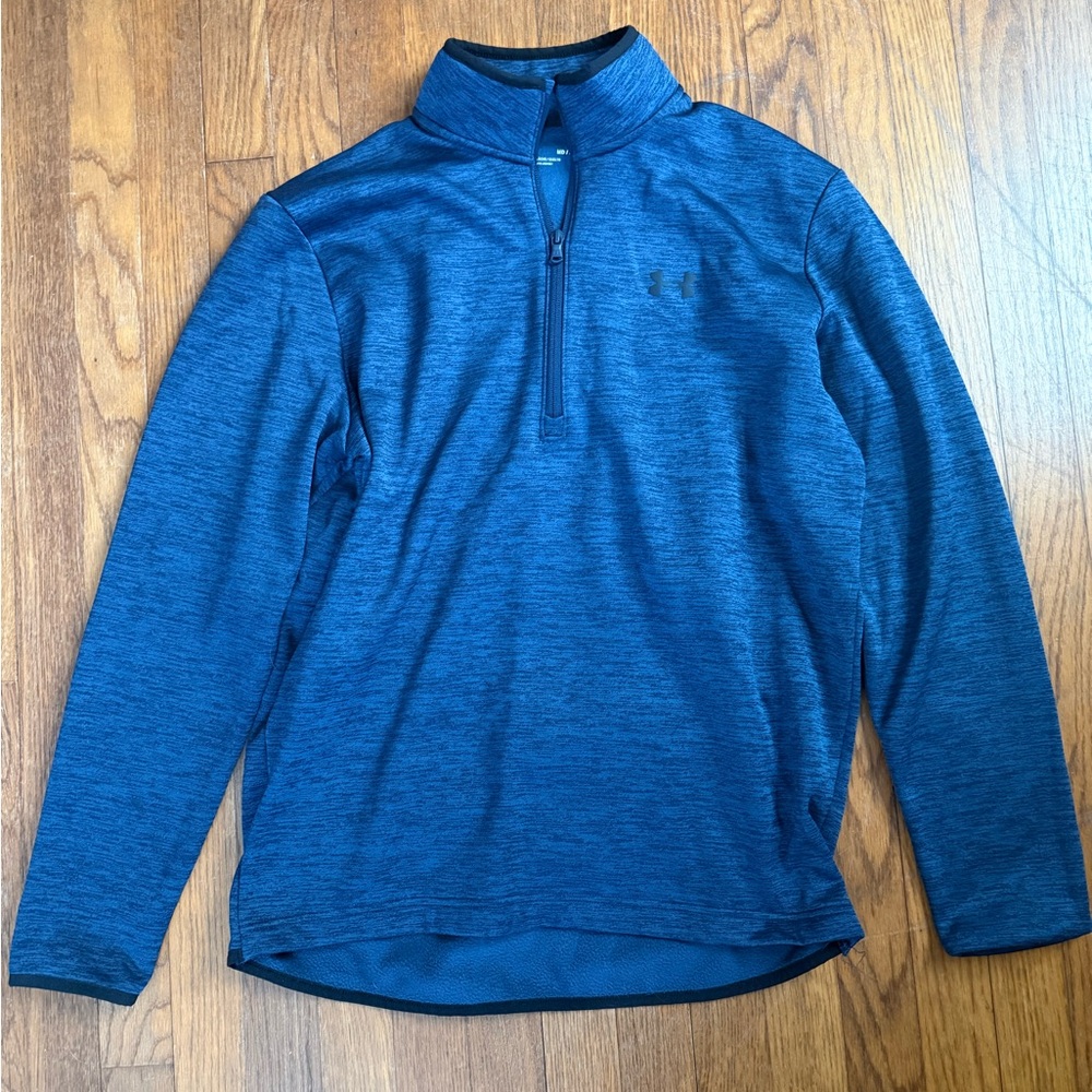 Under Armour Sweatshirt Mens Medium Blue 1/4 Zip Mock Neck Pullover Lightweight